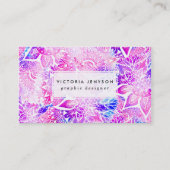 Paars blauw henna boho floral mandala patroon visitekaartje (Voorkant)