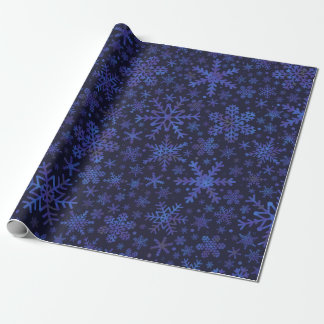 Paars blauw ingevroren sneeuwvlokpapier cadeaupapier