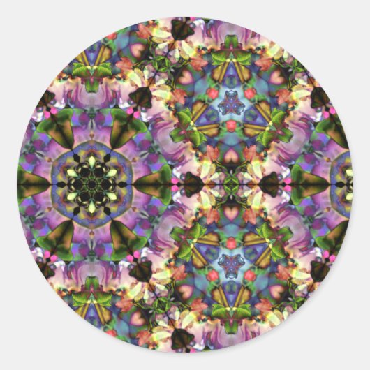 Paars/blauw Kaleidoscope driehoek Psychedelic Snap Ronde Sticker (Voorkant)