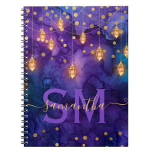 Paars & Blauw Lantaarn Gloei Monogram Notitieboek