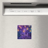 Paars & Blauw Lantaarn Glow Monogram Magneet (Insitu (Vaatwasser))