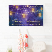 Paars & Blauw Lantern Quinceanera Spandoek (Insitu)