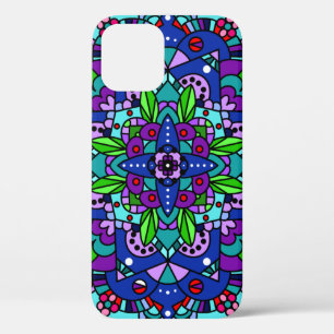 Paars, blauw Mandala Abstract design Case-Mate iPhone Case