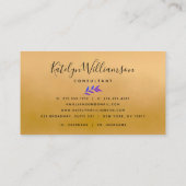 Paars blauw ombre goudtropisch palmbeeld visitekaartje (Achterkant)