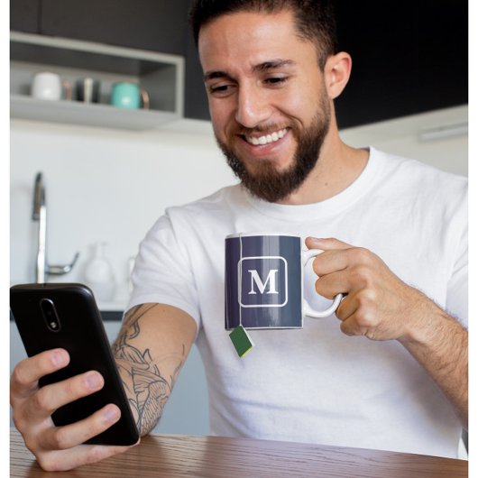 Paars Blauw Ombre - Monogram Koffiemok