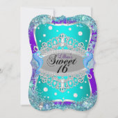 Paars blauw onder het Zee Tiara Sweet 16 Uitnodigi Kaart (Voorkant)