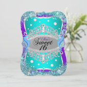 Paars blauw onder het Zee Tiara Sweet 16 Uitnodigi Kaart (Staand voorkant)