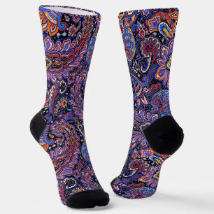 Paars-blauw paisleypatroon sokken