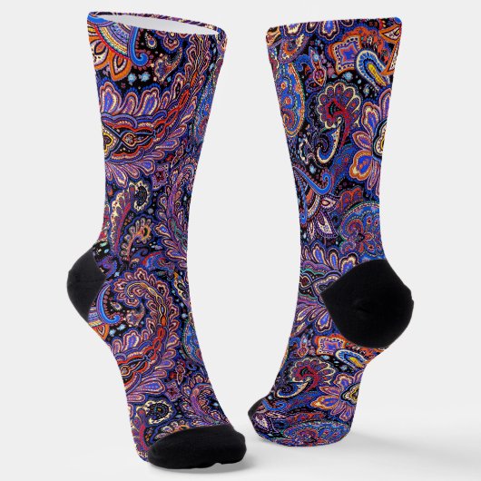 Paars-blauw paisleypatroon sokken (Gebogen)