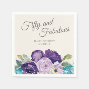 Paars blauw plantblad laat vijftig fabeltjes over servet