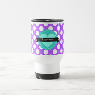 Paars-blauw-poladots patroon reisbeker
