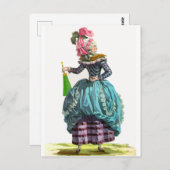 Paars & Blauw Regency Franse mode tekening Briefkaart (Voorkant / Achterkant)