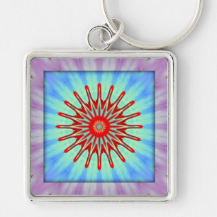 Paars/blauw/rood Abstract Kaleidoscoop Sleutelhang Sleutelhanger
