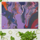 Paars blauw rood Oranje Abstract Theedoek (Gevouwen)