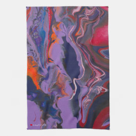 Paars blauw rood Oranje Abstract Theedoek