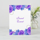 Paars blauw roos verjaardag bruiloft kaart (Staand voorkant)