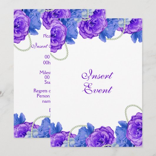 Paars blauw roos verjaardag bruiloft kaart (Voorkant / Achterkant)