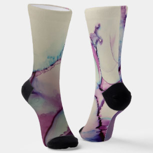 Paars Blauw & Roze Abstract Alcohol Inkt Vloeibare Sokken