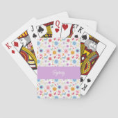 Paars Blauw Roze Boho Wilde Bloem Gepersonaliseerd Pokerkaarten (Achterkant)