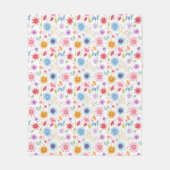 Paars Blauw Roze Boho Wildflower Fleece Deken (Voorkant)
