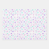 Paars, blauw, roze gelukkige verjaardag inpakpapier vel (Voorkant 2)