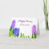 Paars Blauw Roze Hyacinth Flowers Happy Norooz Kaart (Voorkant)