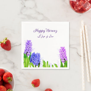 Paars Blauw Roze Hyacinth Flowers Happy Norooz Servet