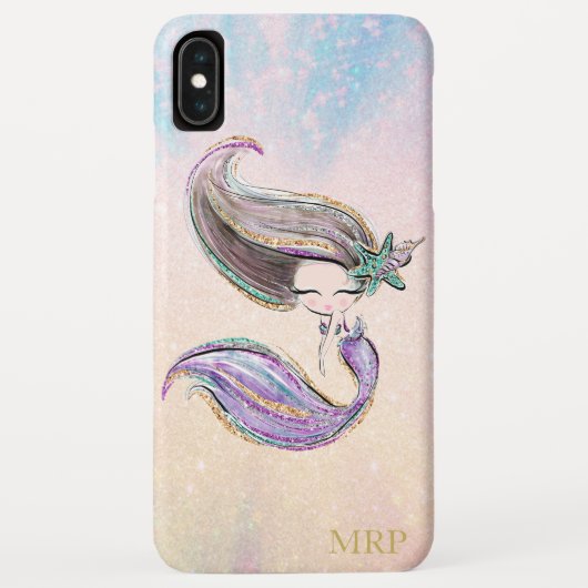 *~* Paars Blauw Roze Sparkle Gold Glitter Mermaid Case-Mate iPhone Case (Achterkant)