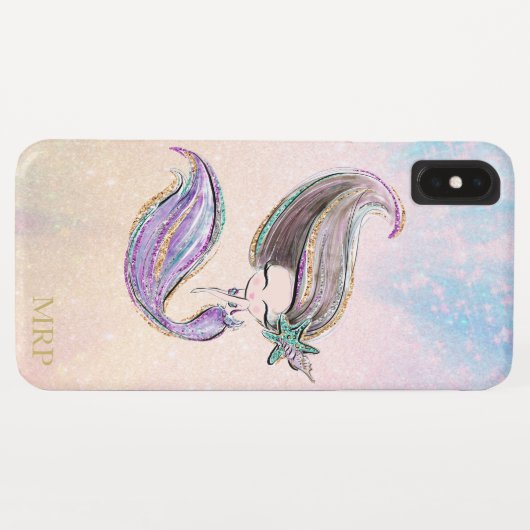 *~* Paars Blauw Roze Sparkle Gold Glitter Mermaid Case-Mate iPhone Case (Achterkant (horizontaal))