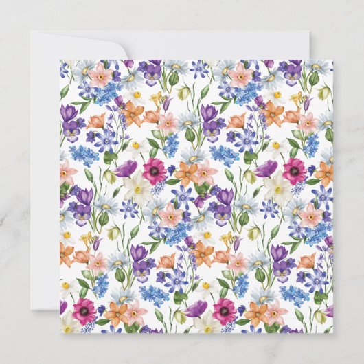 Paars Blauw Roze Wildbloem Vrijgezellenfeest Kaart (Achterkant)