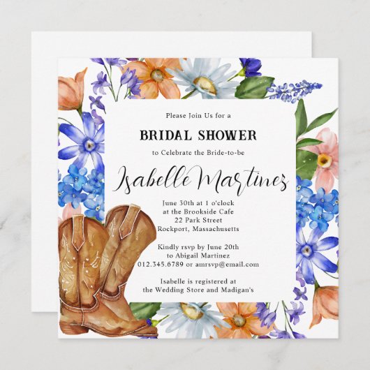 Paars Blauw Roze Wildbloem Vrijgezellenfeest Kaart (Voorkant / Achterkant)