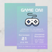 Paars blauw spel op gamer Kinderen op zaterdag Kaart (Voorkant / Achterkant)