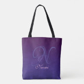 Paars Blauw stijlvol rustisch monogram Tote Bag (Achterkant)
