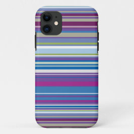 Paars Blauw Strepen Patroon iPhone 11 Hoesje