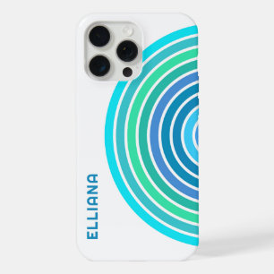 Paars Blauw Turquoise Teal Retro Strepen iPhone 15 Pro Max Case