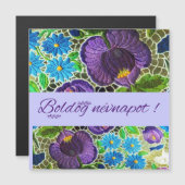 Paars - blauw vet Hongaars borduurwerk - naamdag (Voorkant / Achterkant)