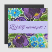 Paars - blauw vetgedrukt Hongaars borduurwerk - na (Voorkant / Achterkant)