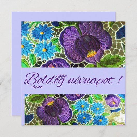 Paars - blauw vetgedrukt Hongaars borduurwerk - na (Voorkant / Achterkant)