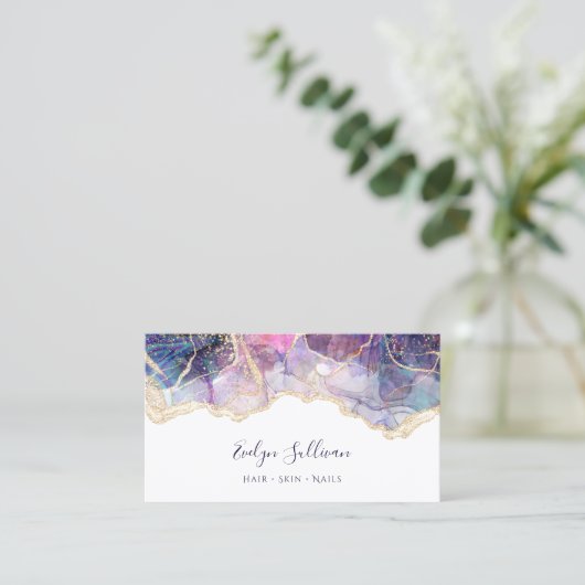 paars blauw visitekaartje (Staand voorkant)