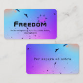 Paars, blauw, vogels, ster, vrijheid visitekaartje (Voorkant / Achterkant)