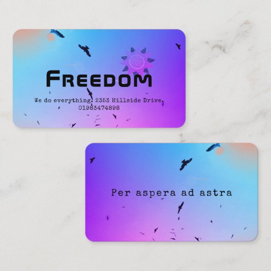 Paars, blauw, vogels, ster, vrijheid visitekaartje (Voorkant / Achterkant)