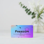 Paars, blauw, vogels, ster, vrijheid visitekaartje (Staand voorkant)