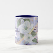 paars blauw waterverf monogram tweekleurige koffiemok (Center)