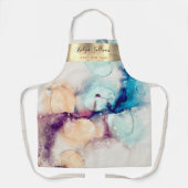 paars blauw waterverf schoonheidsspecialist apron schort (Voorkant)