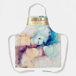 paars blauw waterverf schoonheidsspecialist apron schort