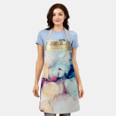 paars blauw waterverf schoonheidsspecialist apron schort (Gedragen)