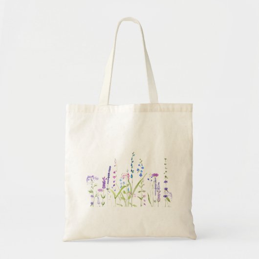 paars blauw wild bloemen waterverf schilderij tote bag (Voorkant)