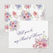 Paars & Blauw Wilde Bloem "Erejuffer?" kaart (Voorkant / Achterkant)