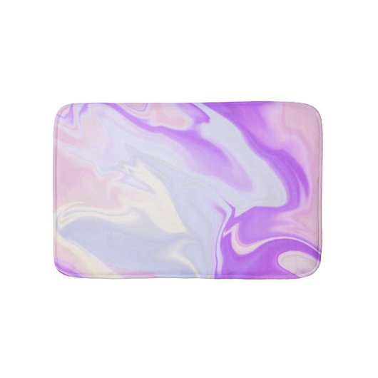 Paars Blauw Wit Abstract Waterverf Patroon Badmat (Voorkant)