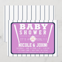 Paars Blauw Wit Strepen Honkbal Baby Shower